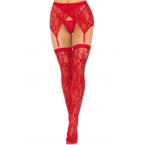 Leg Avenue | Чулки Leg Avenue Leg Avenue Lace thigh highs & garterbelt Red One Size. Цена: 989 грн