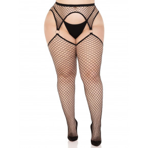 Leg Avenue | Чулки Leg Avenue Stokings with O-ring Attached Garter Belt Black 1X/2X. Ціна: 1087 грн