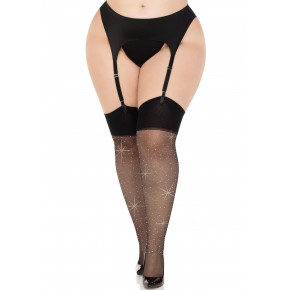Leg Avenue | Чулки Leg Avenue Wide Top Rhinestone Sheer Stockings Black 1X/2X. Ціна: 1002 грн