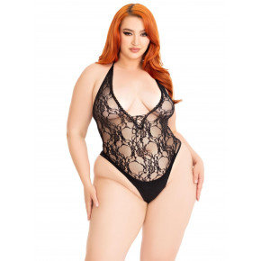 Leg Avenue | Боди Leg Avenue Floral lace deep-V teddy Black 1X/2X. Цена: 1 329 грн