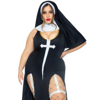 Костюм монашки-грешницы Leg Avenue Sultry Sinner 1X-2X, платье, головной убор, воротник