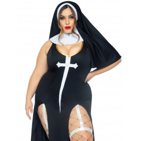 Leg Avenue | Костюм монашки-грешницы Leg Avenue Sultry Sinner 1X-2X, платье, головной убор, воротник. Цена: 3 203 грн