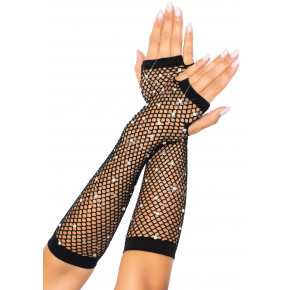 Leg Avenue | Митенки Leg Avenue Rhinestone Fishnet Arm Warmers Black. Ціна: 424 грн