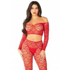 Leg Avenue | Комплект Leg Avenue Off The Shoulder Top and Footless Tights One Size, Red. Цена: 1 104 грн