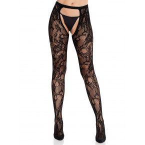 Leg Avenue | Колготки Leg Avenue Rose Lace Crotchless Tights with Open One Size Black. Ціна: 789 грн