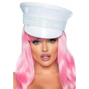 Leg Avenue | Военная шляпа со стразами One Size Rhinestone Trimmed Military Hat от Leg Avenue, белая. Цена: 1 550 грн