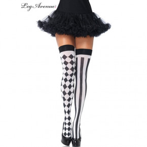 Leg Avenue | Высокие чулки Leg Avenue, черный/белый. Ціна: 599 грн