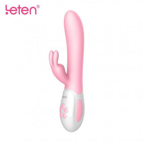 Leten | Вібраторкролик З Массирующим Стволом Та Підігрівом Leten Abby Pink, Два Мотора. Ціна: 3449 грн
