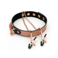 Liebe Seele | Ошейник с зажимами для сосков Liebe Seele Rose Gold Memory Collar with Nipple Clamps. Ціна 2069 грн