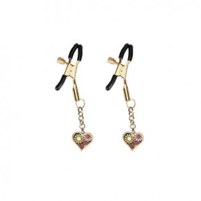 Liebe Seele | Зажимы для сосков Liebe Seele Nipple Clamps Gold Heart-shaped Flowers on Blue. Ціна: 849 грн