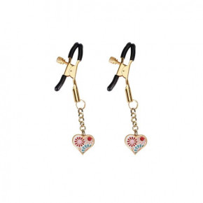 Liebe Seele | Зажимы для сосков Liebe Seele Nipple Clamps Gold Heart-shaped Flowers on White. Ціна: 849 грн