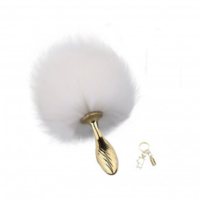 LOCKINK | Металлическая анальная пробка Кроличий хвост LOCKINK SEVANDA White Bunny-Tail Anal Pear-shape Plug. Ціна: 929 грн