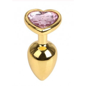 Loveshop | Анальная пробка Gold Metall Heart Light Pink, M. Цена: 495 грн