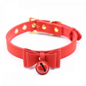 Loveshop | Ошейник красный замшевый Bow and Bell RED. Цена: 398 грн