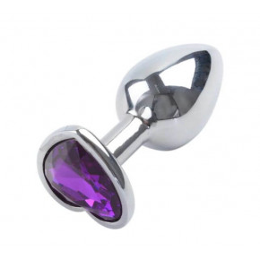 Loveshop | Анальная пробка Silver Metall Heart Dark Violet, M. Цена: 585 грн