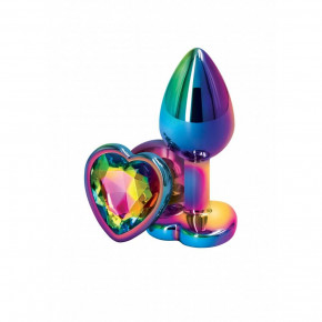Loveshop | Райдужна анальна пробка Colorful Metall Heart, M. Ціна: 695 грн