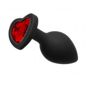 Loveshop | Анальная пробка с камнем Black Silicone Heart Red M. Цена: 585 грн