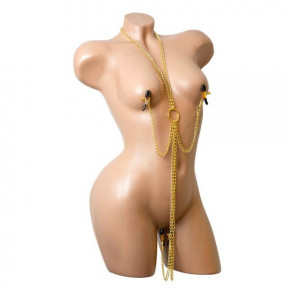 Loveshop | Нашийник з затискачами для сосків і клітора Golden Pleasure. Ціна: 995 грн