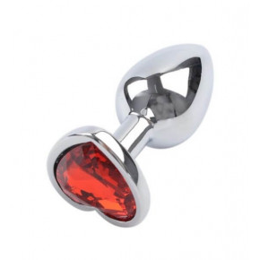 Loveshop | Анальная пробка Silver Metall Heart Red, M. Цена: 585 грн