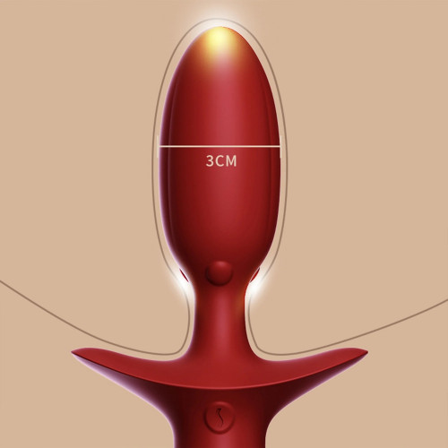 Loveshop | Анальная вибропробка с ротацией UPKO с натуральным лисьим хвостом и пультом, красный. Ціна 5995 грн. Фото: 7