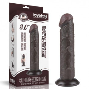 Lovetoy | Фаллоимитатор Sliding Skin Dual Layer Dong 8" Black. Цена: 1 118 грн