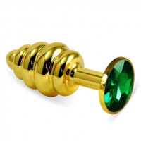 Lovetoy | Анальна пробка - Gold Spiral Plug Green. Ціна 841 грн
