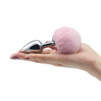 Lovetoy | Анальна пробка - Large Silver Plug+Pompon Purple. Ціна 842 грн