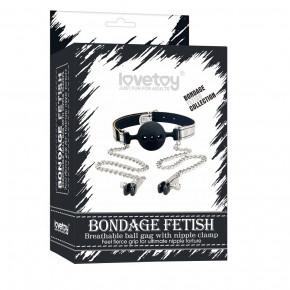Lovetoy | Кляп - Breathable Ball Gag With Nipple Clamp. Цена: 1 048 грн