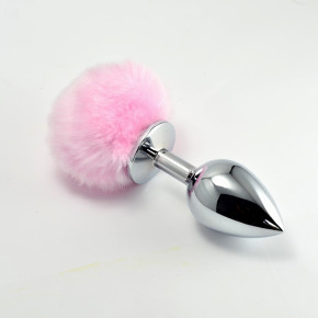 Lovetoy | Анальна пробка - Large Silver Plug+Pompon Pink. Ціна: 1142 грн