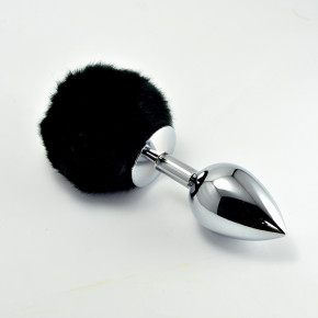 Lovetoy | Анальна пробка - Small Silver Plug+Pompon Black. Ціна: 966 грн