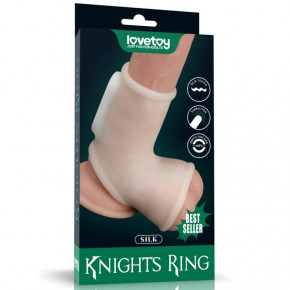 Lovetoy | Ерекційне кільце - Vibrating Silk Knights Ring with Scrotum Sleeve (White). Ціна: 1410 грн