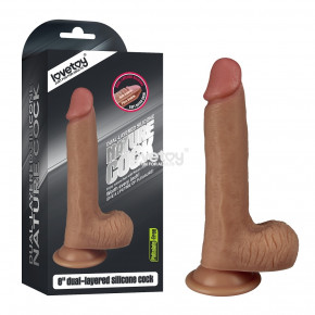 Lovetoy | Фалоімітатор з мошонкою - 8 '' Dual-layered Silicone Dildo. Ціна: 2247 грн