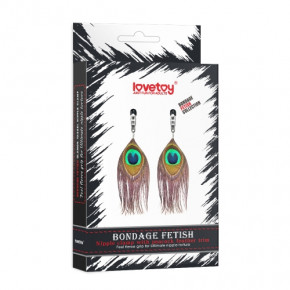 Lovetoy | Зажимы для сосков-Bondage Fetish Nipple Clamp With Peacock Feather Trim. Цена: 397 грн