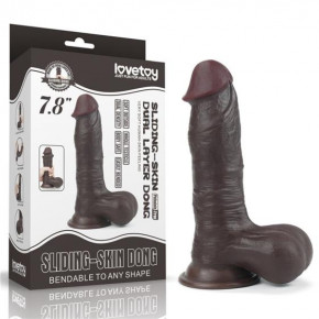 Lovetoy | Фалоимитатор Sliding Skin Dual Layer Dong Brown 7.8". Цена: 1 874 грн