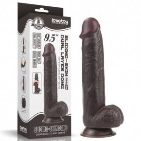 Lovetoy | Фаллоимитатор Sliding Skin Dual Layer Dong Black 9.5". Цена: 1 949 грн
