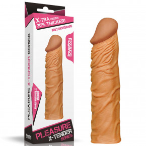 Lovetoy | Удлиняющая насадка на пенис LoveToy Pleasure X-Tender бежевая. Цена: 720 грн