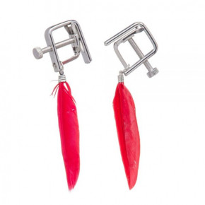 Lucky Bay | Зажимы на соски Nipple play квадратные перышки Red. Цена: 350 грн