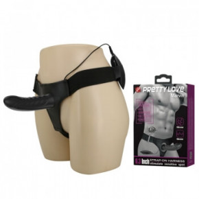 Pretty Love | Чоловік страпон - Pretty Love Marvin Strap-On Harness Vibrating Black 16,2 см. Ціна: 1517 грн