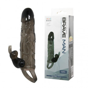 Baile | Насадка на член-Brave Men Vibro Penis Sleeve Black With Bunny. Цена: 550 грн