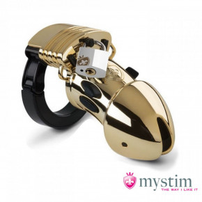 Mystim | Пояс цнотливості з електростимуляцією Pubic Enemy No 1 - Gold Edition. Ціна: 6989 грн