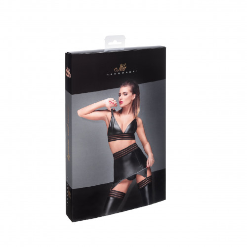 Noir Handmade | Сексуальный бюстгальтер виниловый Noir Handmade F157 с декоративными полосками, черный, M. Цена 1 995 грн. Фото: 5