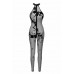 Noir Handmade | Бодистокинг Noir Handmade F315 Ego flocked mesh halter catsuit - M. Цена 3 249 грн. Фото: 4