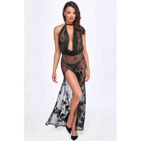 Noir Handmade | Платье Noir Handmade F312 Divinity long flocked mesh dress with open back - XL. Ціна: 2957 грн