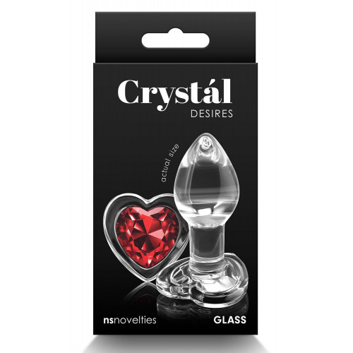 NS Novelties | Анальная прозрачная пробка с сердцем NS Novelties Crystal Desires Red Heart стеклянная, Mini. Цена 1 390 грн. Фото: 2