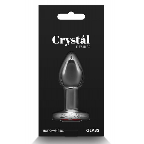 NS Novelties | Анальная прозрачная пробка с сердцем NS Novelties Crystal Desires Red Heart стеклянная, Mini. Цена 1 390 грн. Фото: 3