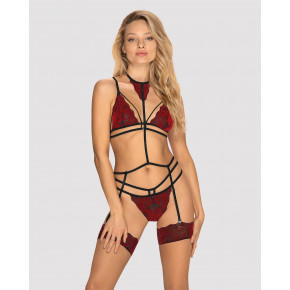 Obsessive | Комплект мереживний з поясом для панчох Obsessive Sugestina 3-pcs set L / XL. Ціна: 1699 грн
