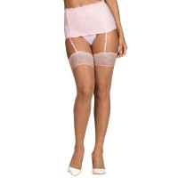 Obsessive | Чулки под пояс Obsessive Girlly S/M бежевый, розовый. Цена 350 грн