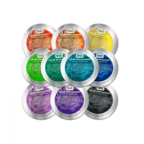 One | Набор латексных презервативов One Color Sensation с силиконовой смазкой жёлтого цвета (цена за 5 шт). Цена 225 грн. Фото: 2