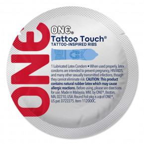 One | Презерватив ONE Tattoo Touch Blue 1 шт. Ціна: 49 грн