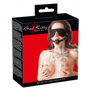 Bad Kitty | Набір БДСМ - Bad Kitty Mask with Ball Gag and Nipple Clamps. Ціна: 590 грн